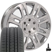 Set(4) 20x8.5 FR98 Chrome - 6x135 +44ET with 275/55r20 Bridgestone Dueler Alenza HL Plus Tires &amp; TPMS