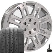 20" Replica Wheels fit Ford Expedition - FR98 Chrome 20x8.5, Goodyear Tires &amp; TPMS Set