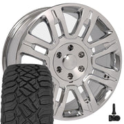 OE Wheels FR98 20x8.5 6x135 Chrome Wheels 275-55-20 Sailun TerraMax RT Tires TPMS SET
