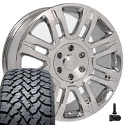 Set(4) 20x8.5 FR98 Chrome - 6x135 +44ET with 275/55r20 TBB TS-37 AT Tires &amp; TPMS