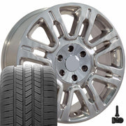 20" Replica Wheels fit Ford Expedition - FR98 Polished 20x8.5, Goodyear Tires &amp; TPMS Set