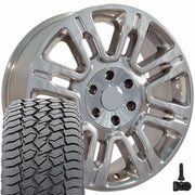 20" Replica Wheels fit Ford Expedition - FR98 Polished 20x8.5, Sailun Tires &amp; TPMS Set