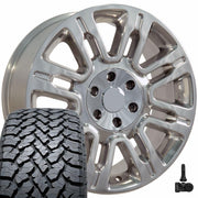 Set(4) 20x8.5 FR98 Polished - 6x135 +44ET with 275/55r20 TBB TS-37 AT Tires &amp; TPMS