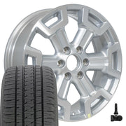 Set(4) 20x7.5 NS32 Gloss Silver Machined - 6x139.7 +50ET with 275/55r20 Bridgestone Dueler Alenza HL Plus Tires &amp; TPMS