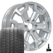 Set(4) 20x7.5 NS32 Gloss Silver Machined - 6x139.7 +50ET with 275/55r20 Goodyear Eagle LS2 Tires &amp; TPMS