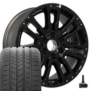 Set(4) 20x8 NS33 Satin Black - 6x139.7 +23ET with 275/55r20 Goodyear Eagle LS2 Tires &amp; TPMS