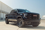 Set(4) 22x10 4P80R Gloss Black Brushed with Tinted Clear - 6x135 &amp; 6x139.7 -18ET with 285/45r22 Sailun TerraMax AT2 Tires &amp; TPMS